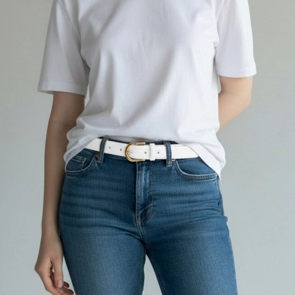 Chaps White Belt sz L